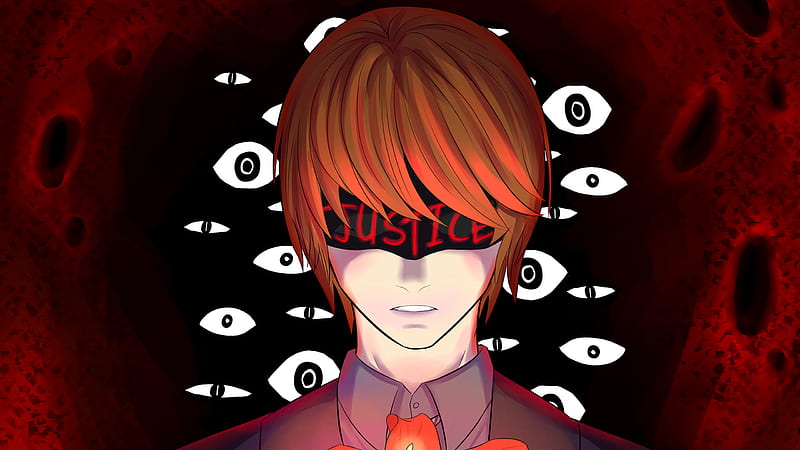 light yagami covered eyes with black cloth in eyes background anime, HD wallpaper