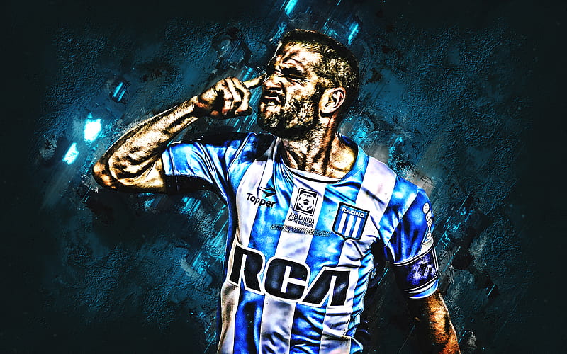 Lisandro Lopez, Racing Club, Argentinian footballer, striker, goal, portrait, art, football, Argentina, Racing Club de Avellaneda, HD wallpaper