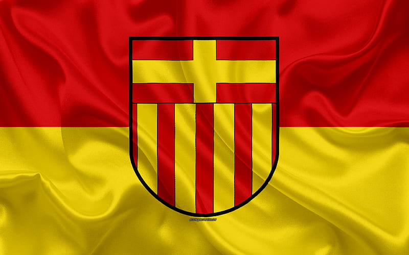 Flag of Paderborn silk texture, red yellow silk flag, coat of arms, German city, Paderborn, North Rhine-Westphalia, Germany, symbols, HD wallpaper