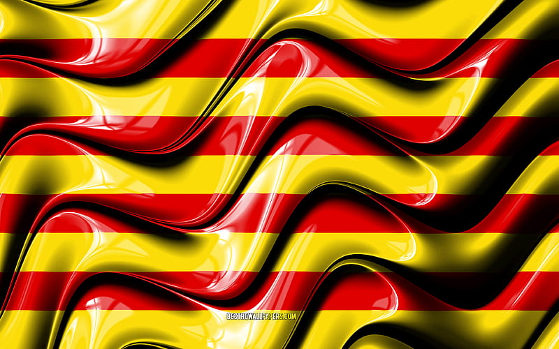 Catalonia flag Communities of Spain, administrative districts, Flag of Catalonia, 3D art, Catalonia, spanish communities, Catalonia 3D flag, Spain, Europe, HD wallpaper
