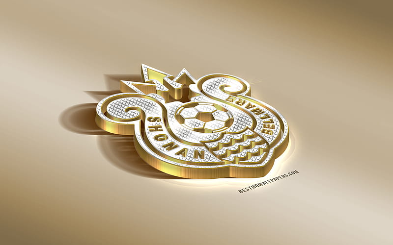 Shonan Bellmare, Japanese football club, golden silver logo, Hiratsuka, japan, J1 League, 3d golden emblem, creative 3d art, football, HD wallpaper