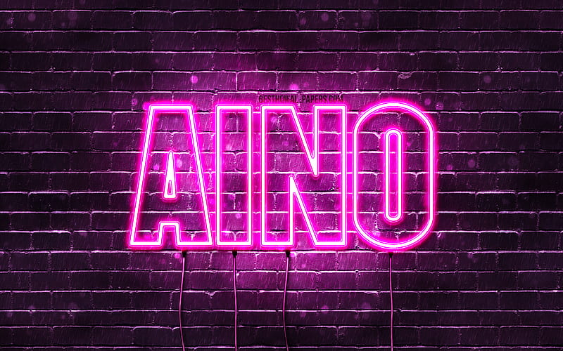Aino with names, female names, Aino name, purple neon lights, Happy Birtay Aino, popular finnish female names, with Aino name, HD wallpaper