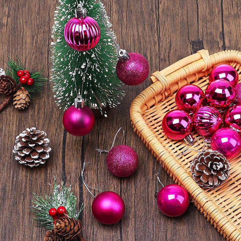 36PCS 4CM Plastic DIY Gifts Party Supplies Crafts Christmas Tree Decoration Drop Pendant Xmas Hanging Ball Bauble PURPLE, Magenta Christmas, HD phone wallpaper