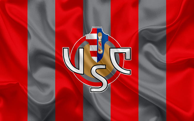 US Cremonese FC Serie B, football, silk texture, emblem, silk flag, logo, Italian football club, Cremona, Italy, HD wallpaper