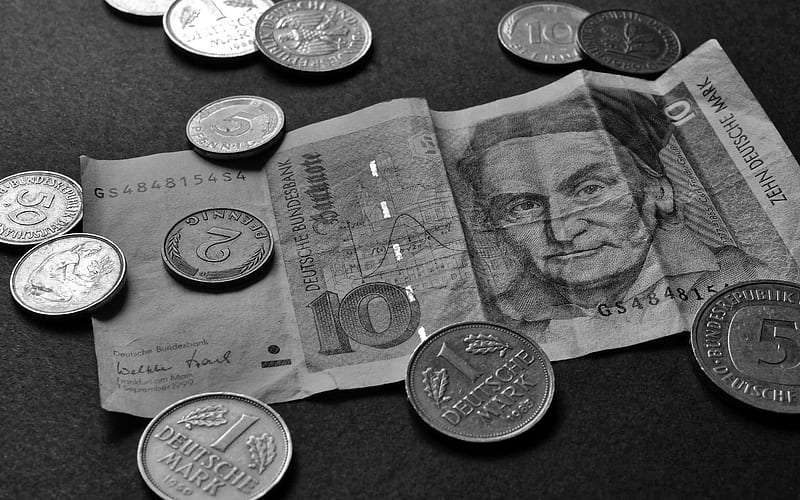 bills, money, coins, deutschmark, HD wallpaper
