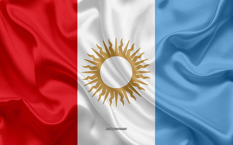 Flag of Cordoba silk flag, province of Argentina, silk texture, Cordoba flag, creative art, Cordoba, Argentina, HD wallpaper