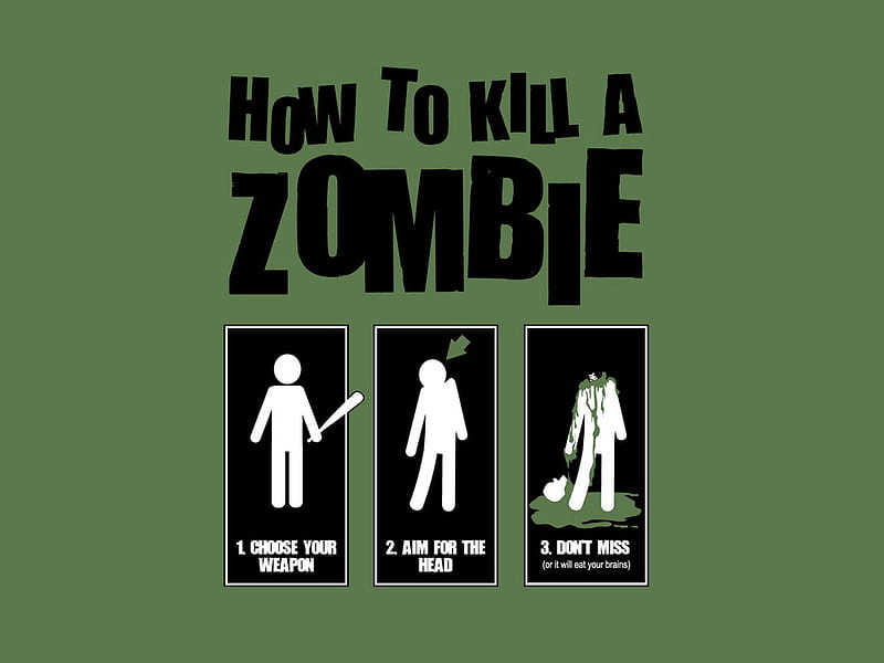 How to kill a Zombie, dead, aim, kill, green, read or die, head, weapon, zombie, HD wallpaper