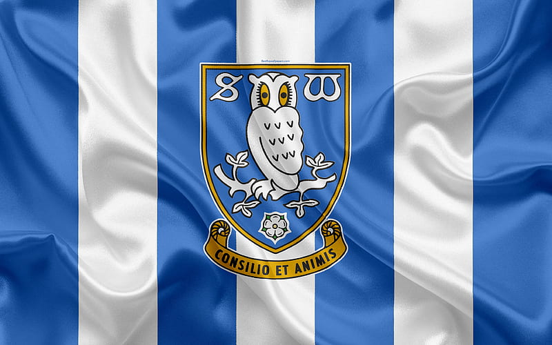 Sheffield Wednesday FC, silk flag, emblem, logo Sheffield, England, English football club, Football League Championship, Second League, football, HD wallpaper