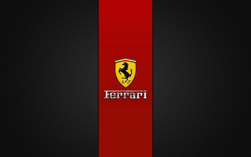 Ferrari logo, gray background, HD wallpaper