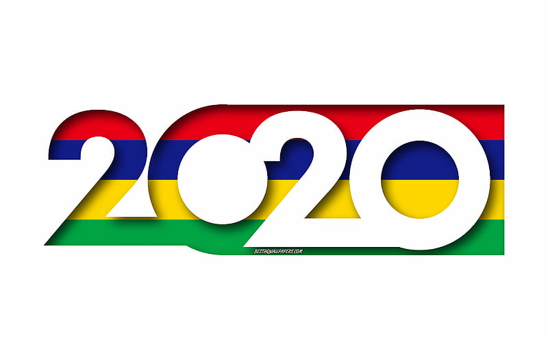 Mauritius 2020, Flag of Mauritius, white background, Mauritius, 3d art, 2020 concepts, Mauritius flag, 2020 New Year, 2020 Mauritius flag, HD wallpaper