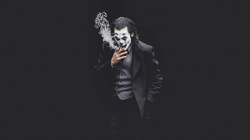 Joker With Smoke In Black Background Wearing Black Dress Joker, HD wallpaper