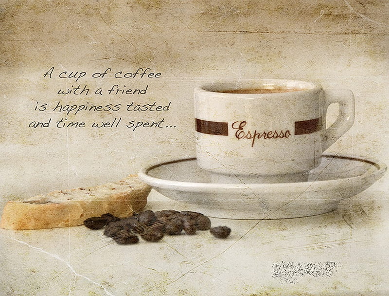 Coffee,with love, bread, breakfast, abstract, still life, coffee, quotes, love, texture, cup, morning, espresso, HD wallpaper