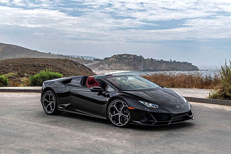 2020 Lamborghini Huracan Evo Spyder, Sporty, Lambo, Black, Red Interior, HD wallpaper