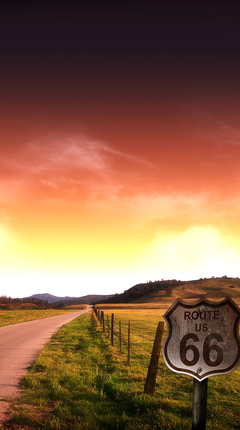 Route 66, red, roads, HD phone wallpaper