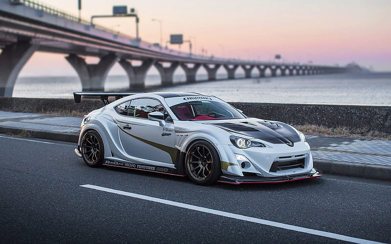 Toyota GT86, white sports coupe, exterior, tuning GT86, Japanese sports cars, Toyota, HD wallpaper