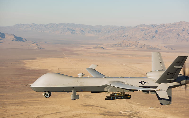 General Atomics MQ-9 Reaper, Predator B, US Air Force, UAV, MQ-9 Reaper, AGM-114 Hellfire, american rocket, unmanned aerial vehicle, HD wallpaper