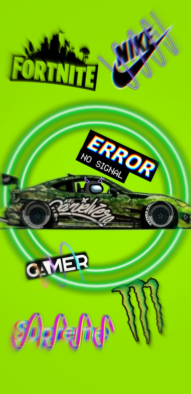 Green, error, fortnite, gamer, monster, supreme, HD phone wallpaper