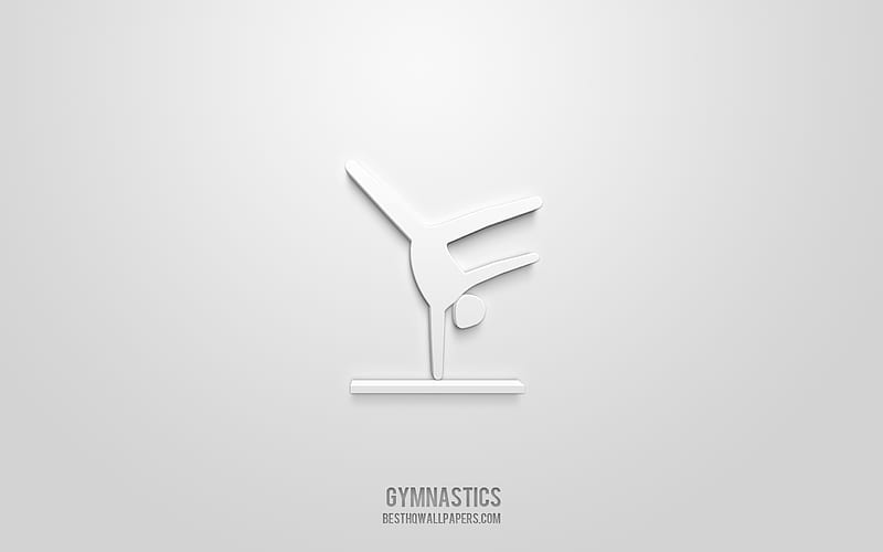 Gymnastics 3d icon, white background, 3d symbols, Gymnastics, creative 3d art, 3d icons, Gymnastics sign, Sports 3d icons, HD wallpaper