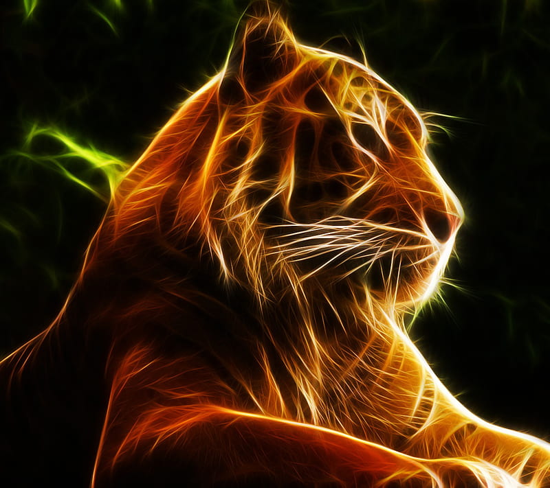 Tiger Abstract, amazing, animal, danger, forest, jungle, light, neon, pet, HD wallpaper