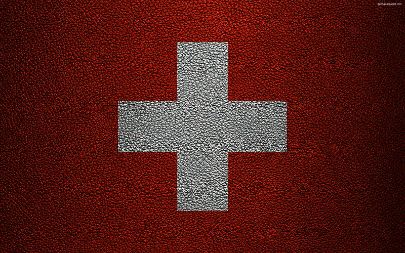Flag of Switzerland leather texture, Swiss flag, Europe, flags of Europe, Switzerland, HD wallpaper