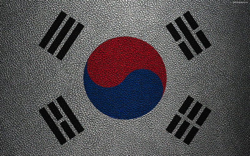 Flag of the Republic of Korea leather texture, Korean flag, Asia, world flags, Republic of Korea, South Korea, HD wallpaper