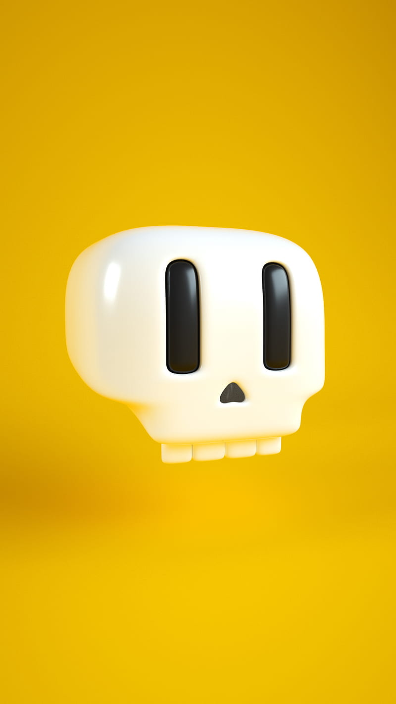 emoji skull yellow, 3d, YIPPIEHEY, art, death, emojis, emoticon, fun, popart, smiley, HD phone wallpaper