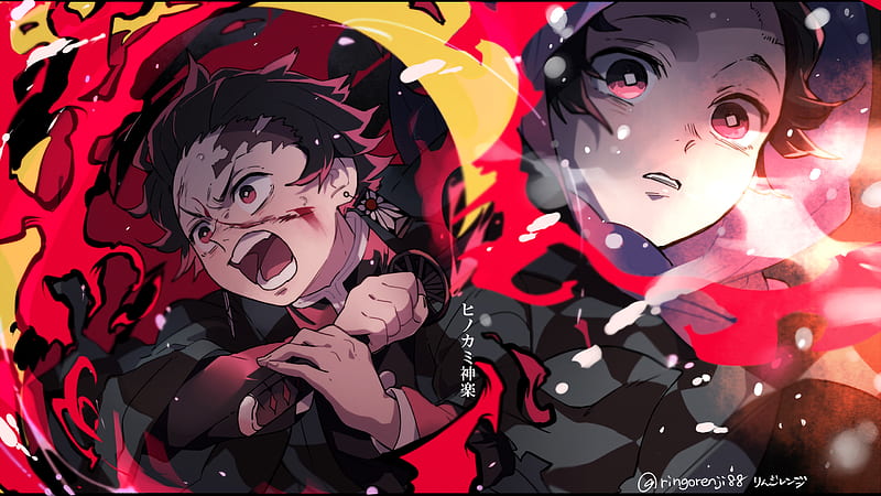 Demon Slayer Tanjirou Kamado With Red Eyes Anime, HD wallpaper