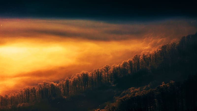 Cold Touch Over Balkan Mountains, Bulgaria, clouds, trees, landscape, sky, colors, HD wallpaper