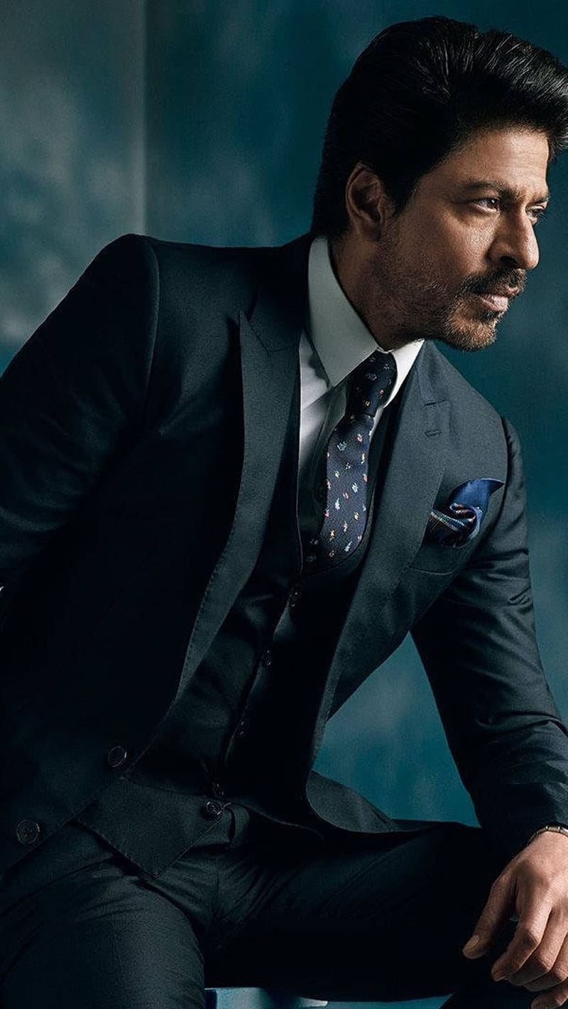 Shahrukh Khan, black suit, black, suit, star, hero, actor, HD phone wallpaper