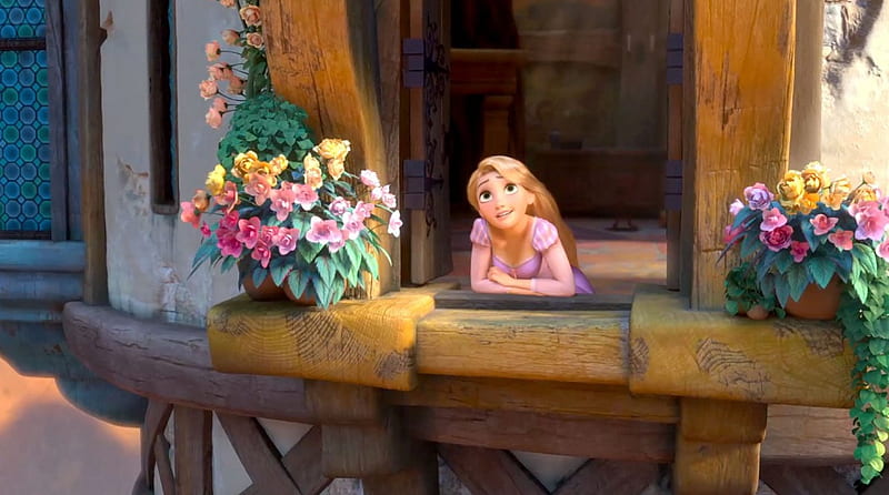 walt disney rapunzel, rapunzel, waiting, walt disney, fairytale, princess, HD wallpaper