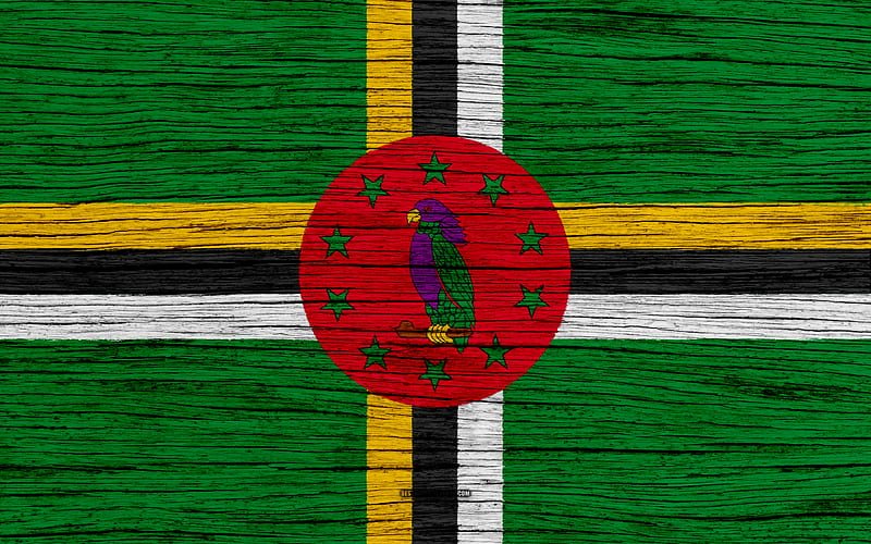 Flag of Dominica North America, wooden texture, Dominican flag, national symbols, Dominica flag, art, Dominica, HD wallpaper