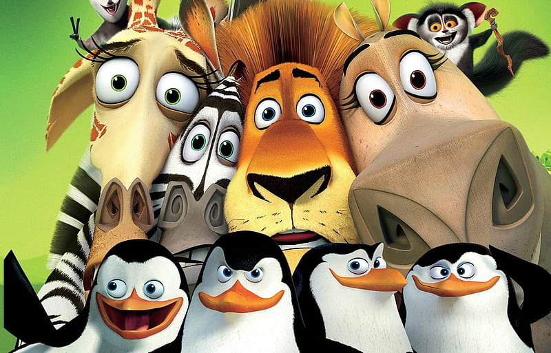 Madagascar, poster, movie, penguin, lion, animal, animation, giraffe,  zebra, HD wallpaper | Peakpx