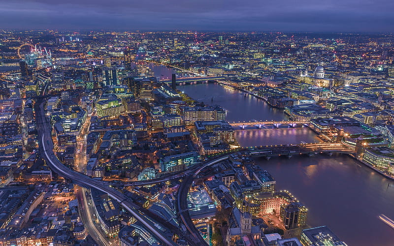 London nightscapes, United Kingdom, Thames River, UK, England, HD wallpaper