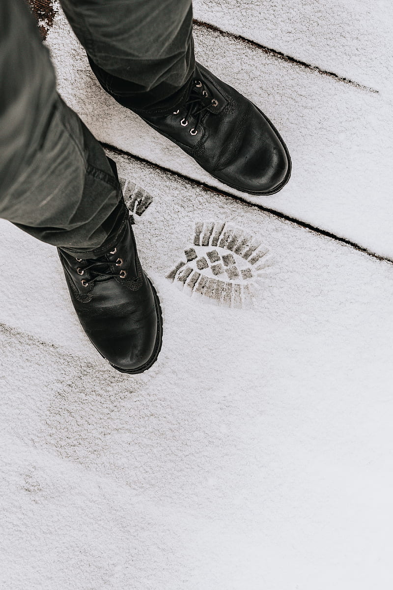legs, boots, footprint, snow, HD phone wallpaper