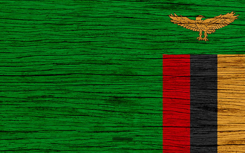 Flag of Zambia Africa, wooden texture, Zambian flag, national symbols, Zambia flag, art, Zambia, HD wallpaper