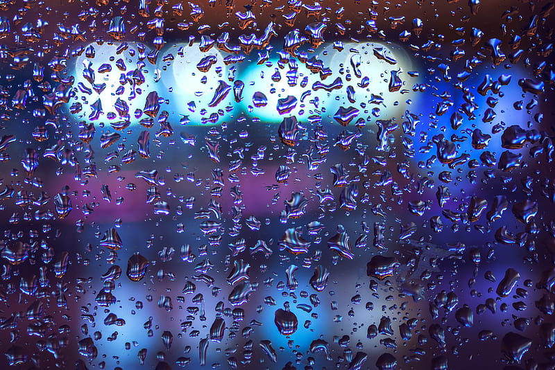 drops, glass, macro, rain, moisture, surface, volume, HD wallpaper