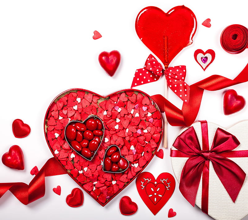 Valentines Day, candy, chocolate, corazones, love, red, romantic, sweet, HD wallpaper