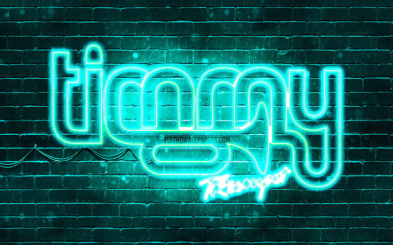 Timmy Trumpet turquoise logo superstars, australian DJs, turquoise brickwall, Timmy Trumpet logo, Timothy Jude Smith, Timmy Trumpet, music stars, Timmy Trumpet neon logo, HD wallpaper