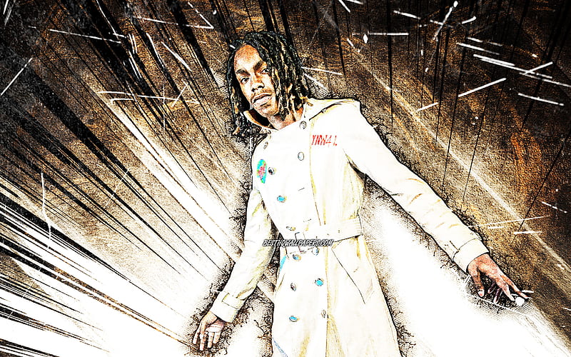 YNW Melly, grunge art, american rapper, music stars, Jamell Maurice Demons, brown abstract rays, american celebrity, YNW Melly, HD wallpaper