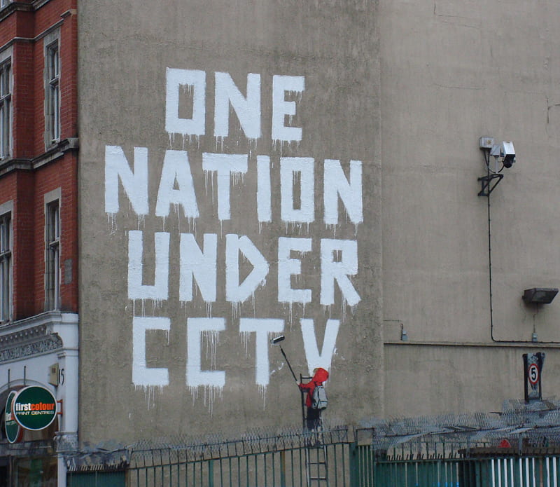 One Nation Under CCTV, art, stencil, banksy, cctv, graffiti, HD wallpaper