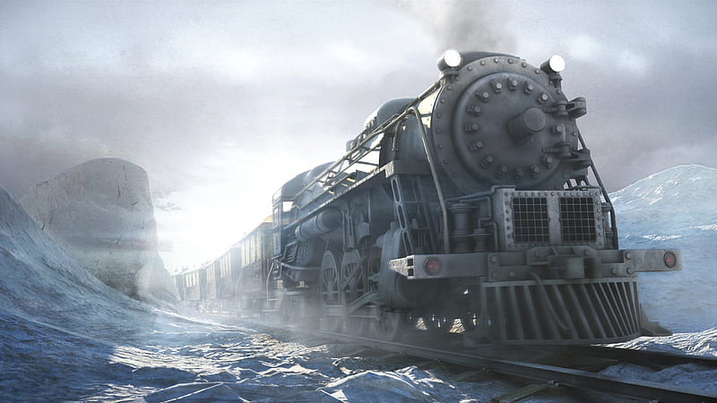 Fantasy Train, giant train, scenic train, locomotive, train, massive train, HD wallpaper