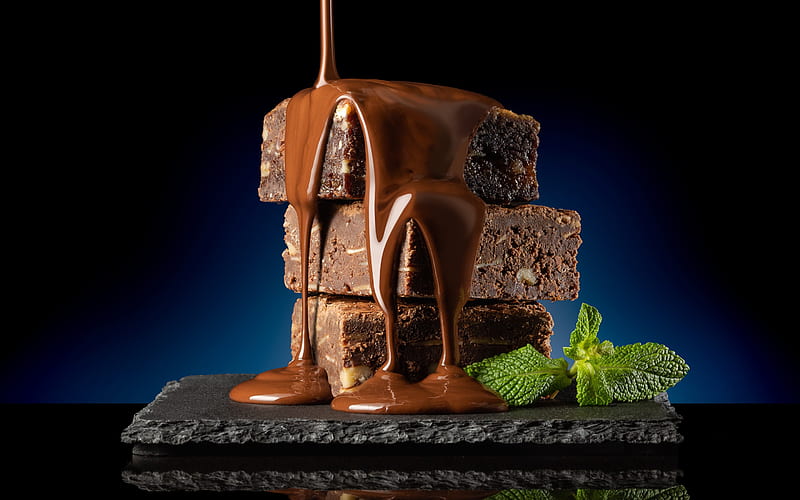 chocolate cake, pastries, chocolate stream, cakes, sweets, chocolate, HD wallpaper