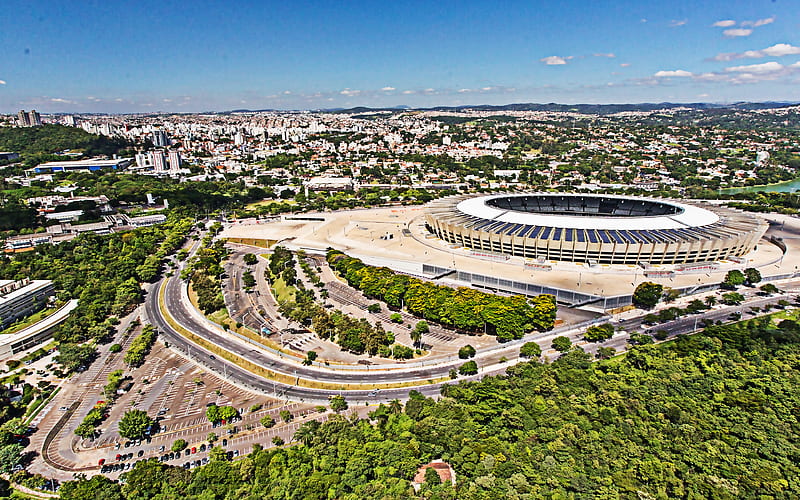 Mineirao Stadium, cityscapes, aerial view, soccer, Cruzeiro Stadium, Belo Horizonte, football stadium, Brazil, Mineirao, brazilian stadiums, HD wallpaper