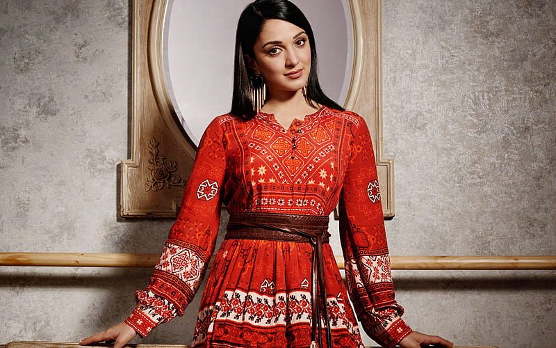 2k Free Download Kiara Advani Portrait Indian Actress Red Dress Indian Fashion Model