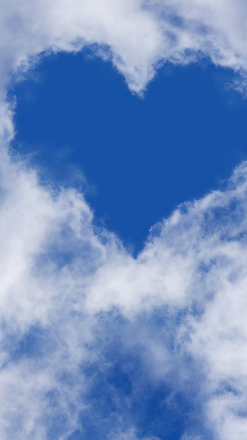 Heart in the Sky , heaven, love, blue, clouds, HD phone wallpaper