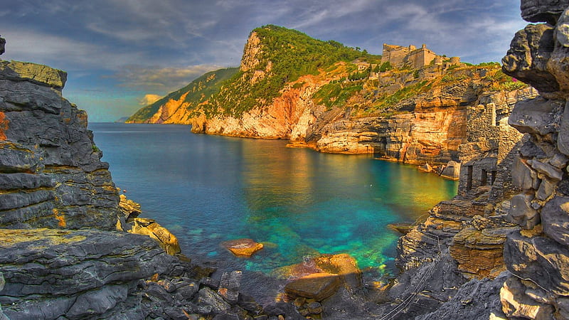 Porto Venere, rocks, ocean, Italy, Italian Coast, water, mountains, Liguria, coastline, landscape, coast, HD wallpaper