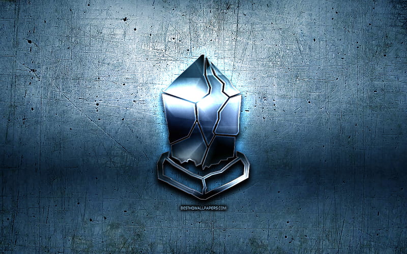 Lisk metal logo, grunge, cryptocurrency, blue metal background, Lisk, creative, Lisk logo, HD wallpaper