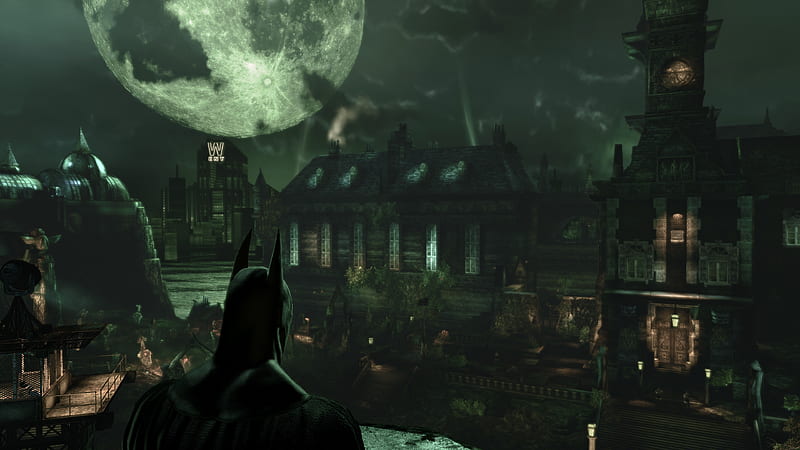 Batman, Batman: Arkham Asylum, Night , Moon , Asylum, HD wallpaper