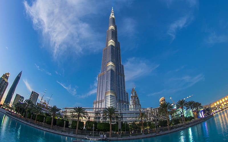 Burj Khalifa panorama, modern buildings, skyscrapers, UAE, Dubai, HD wallpaper
