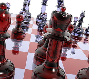 Black, white and red chess pieces wallpaper - 3D wallpapers - #53167